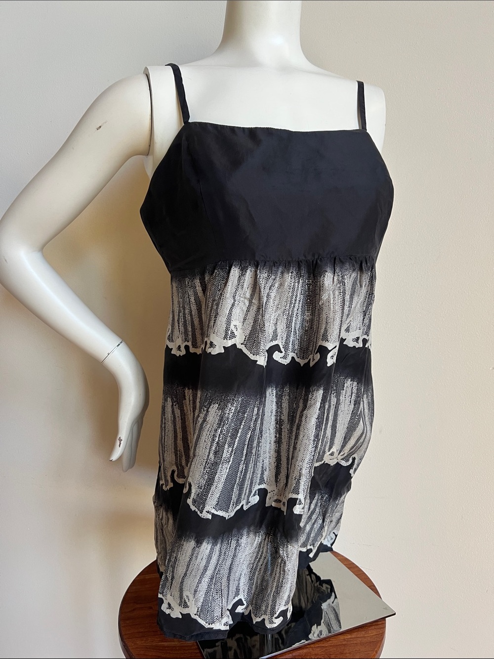 CAbi Black & White Lace-Effect Camisole shirt silkie feel whimsical flair